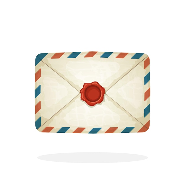 Vector illustration Closed vintage mail envelope with red wax seal Not read incoming message