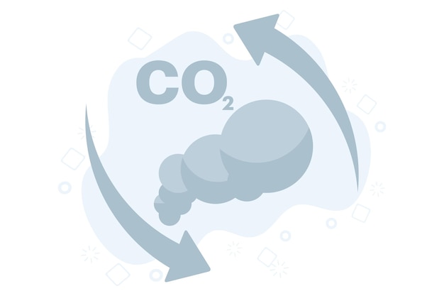 Vector vector illustration co2 smoke concept with up down arrow carbon dioxide emissions cloud