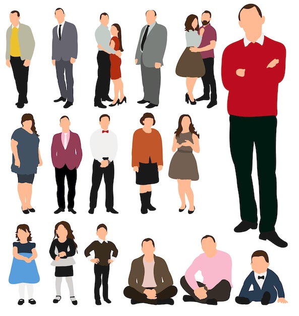 Vector, illustration, collection of people