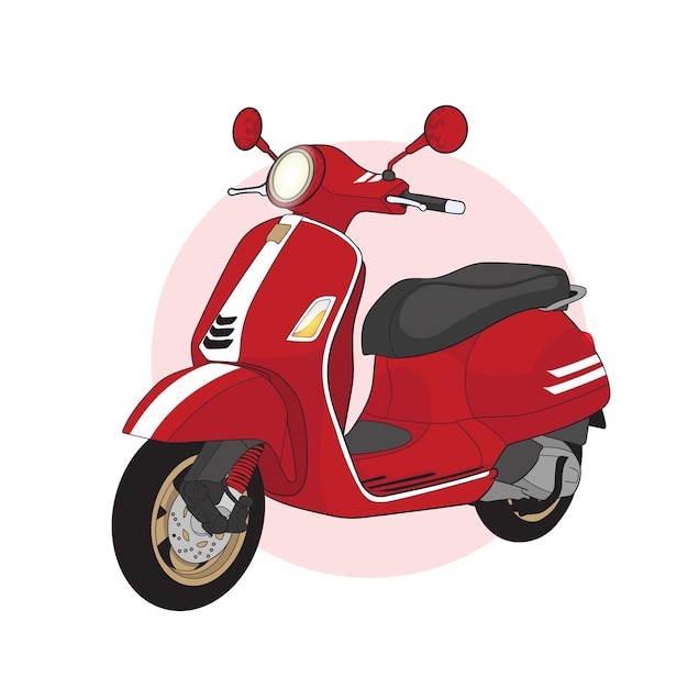 Vector illustration of colored motorcycle. Red