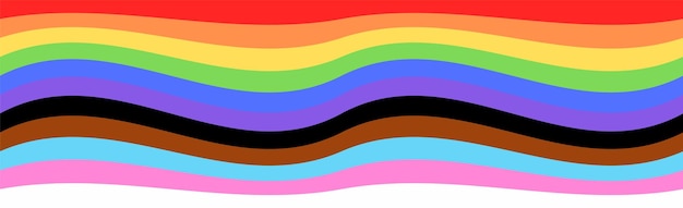 Vector Illustration of colorful wave pattern new Social Justice Progress rainbow pride flag