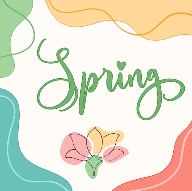 Vector illustration colors abstract background with lettering layout and line composition spring flyer