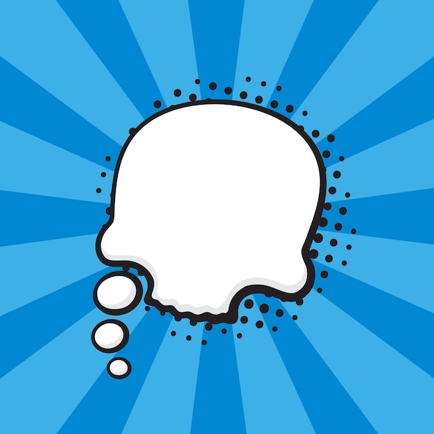 Vector illustration Comic speech bubble of thoughts skull shape in pop art style