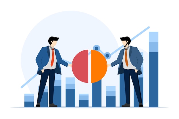 vector illustration of the concept of business competitors fighting or fighting for more sales