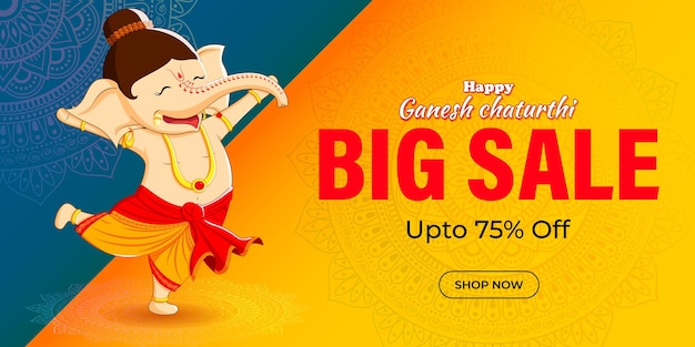 Vector illustration concept of  Ganesh Chaturthi festival Sale banner