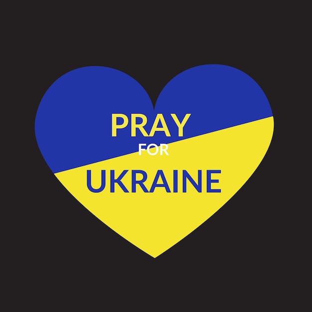 Vector illustration of the concept let's pray for Ukraine in the heart of the Ukrainian flag