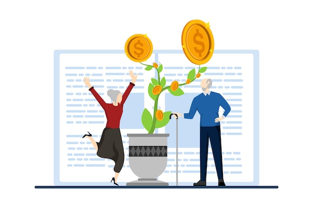 vector illustration of the concept of retirement financial literacy for preparation for old age