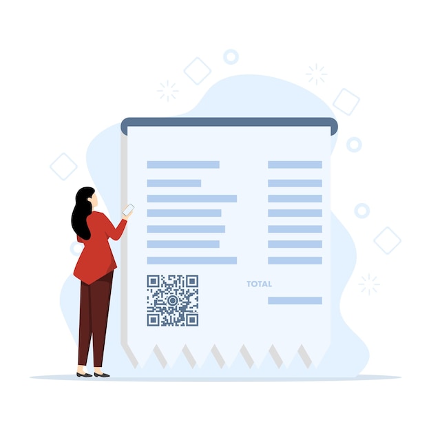 vector illustration of the concept of scanning a QR code with a phone for payment