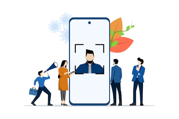 vector illustration of the concept of security using face recognition or face id security