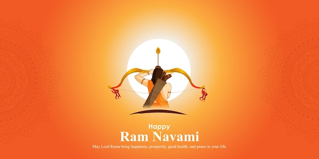 Vector illustration concept of Spring Hindu festival Shree Ram Navami wishes greeting