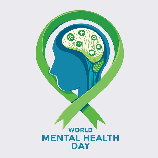 Vector Illustration Concept of World Mental Health Day.