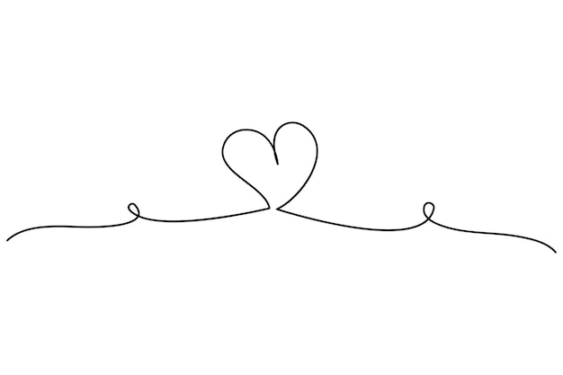 Vector illustration continuous one line art drawing of outline heart design