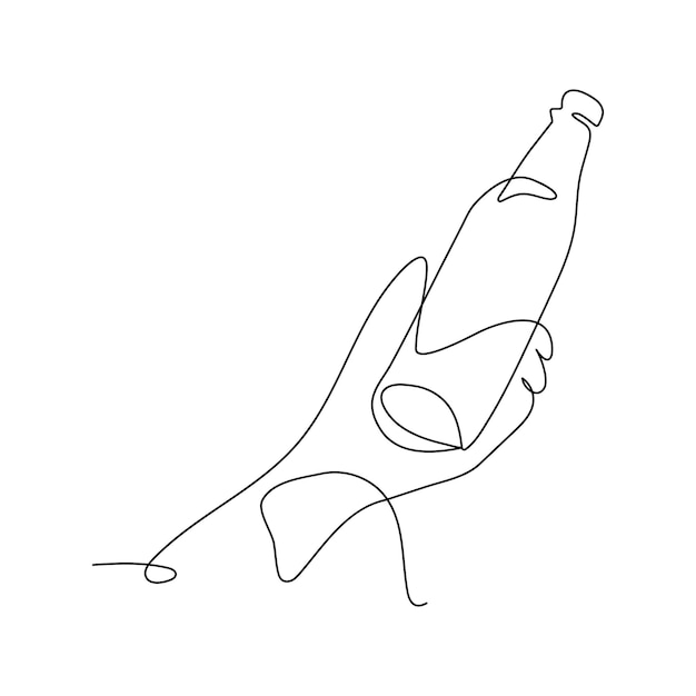 Vector illustration continuous one single line drawing of beer bottles