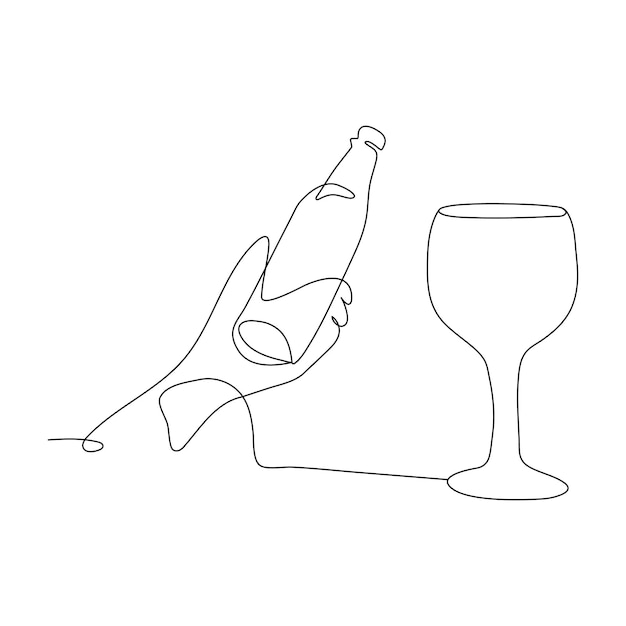 Vector illustration continuous one single line drawing of beer bottles