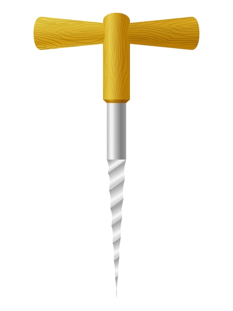 Vector illustration of a corkscrew on white background