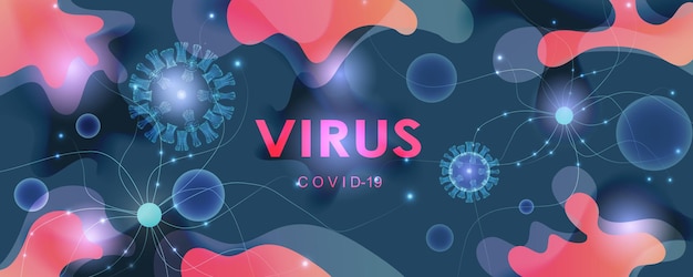 Vector illustration of coronavirus cells on an abstract colored background. Pandemic, epidemic, quarantine, virus vaccine. EPS 10.