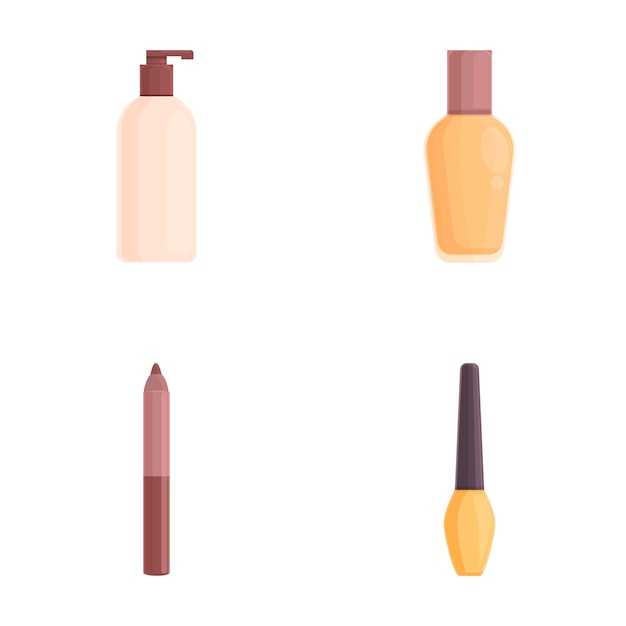 Vector vector illustration of cosmetics lotion nail polish lipstick and eyeliner