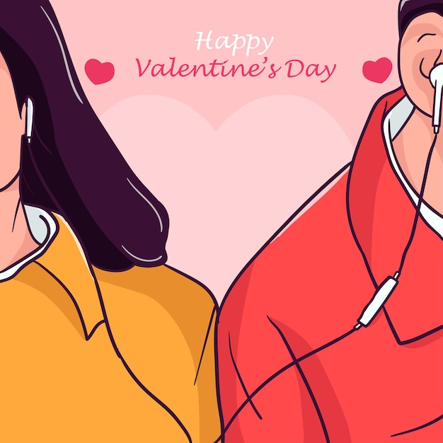 Vector illustration of a couple of lovers celebrating valentines day