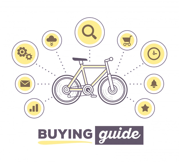 Vector illustration creative infographic of sport bicycle with icons and text on white background. Mountain bicycle