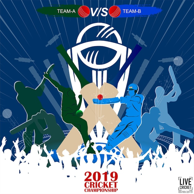 vector illustration of Cricket match.