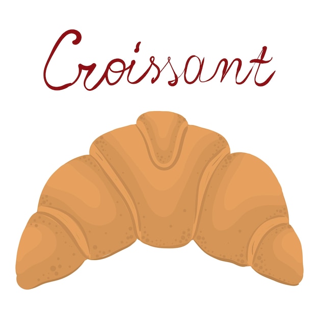 A vector illustration of a croissant pastry with the word Croissant written below it in a handwritten style Vector illustration