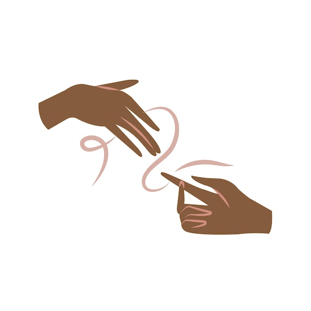 Vector illustration crossing female hands with a heart isolated on white background. Love and friendship concept.