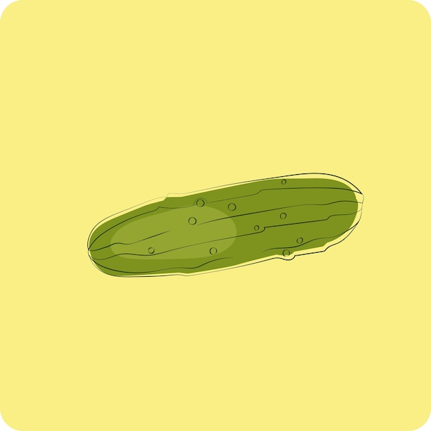 Vector illustration of cucumber on yellow background vector illustration