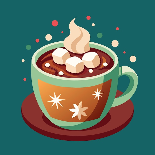 Vector vector illustration cup of cocoa with marshmallows