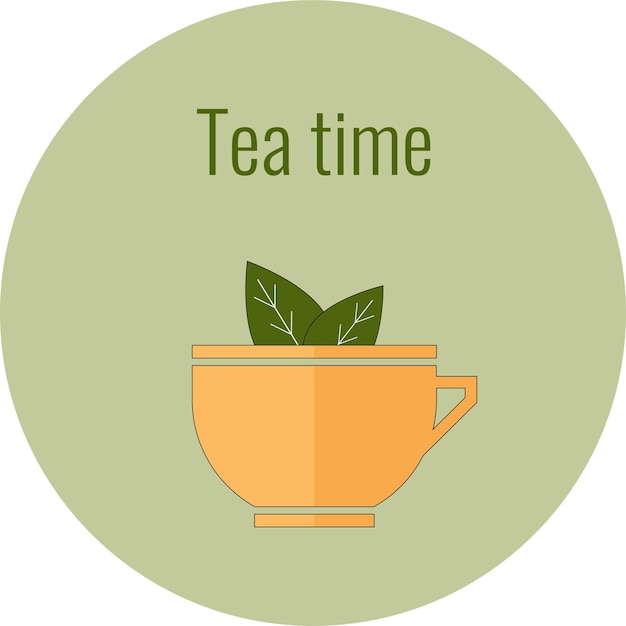 Vector illustration of a cup of tea with the text tea time