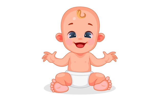 Vector illustration of cute baby with different expressions