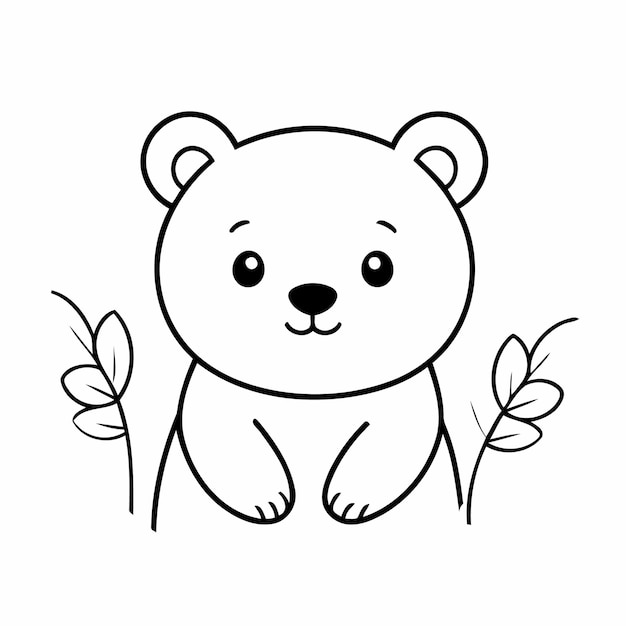 Vector illustration of a cute Bear doodle colouring activity for kids