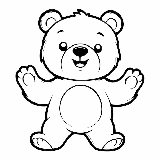 Vector illustration of a cute Bear hand drawn for kids coloring page