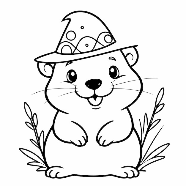 Vector illustration of a cute Beaver doodle for children worksheet