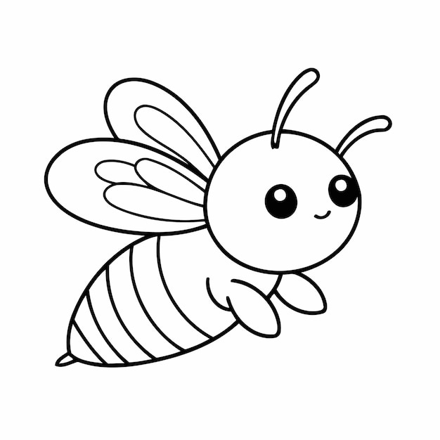 Vector vector illustration of a cute bee doodle for children worksheet