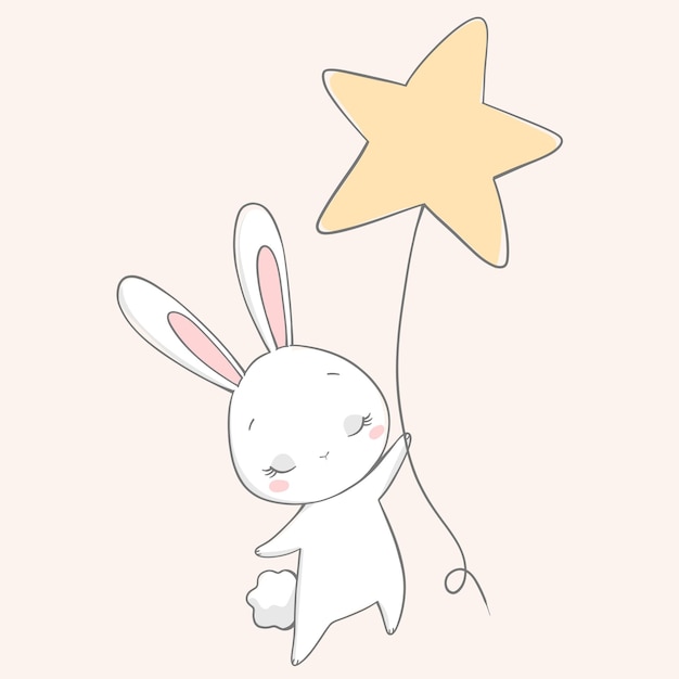 Vector illustration of a cute bunny The animals are sleeping