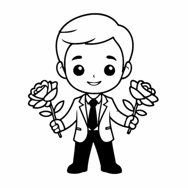 Vector illustration of a cute Businessman doodle for toddlers worksheet