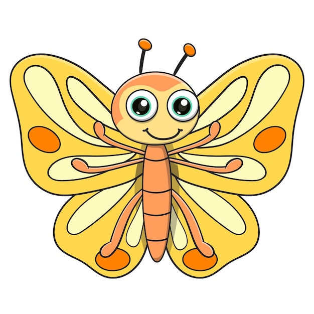 Vector illustration of cute butterfly cartoon