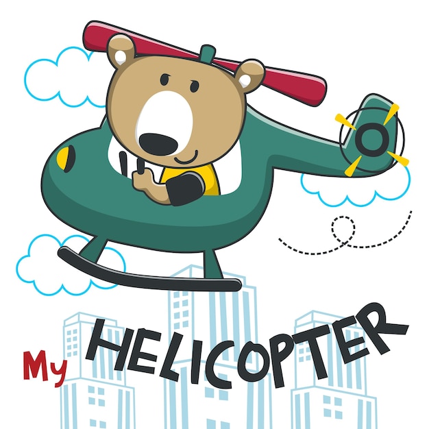 Vector illustration of cute cartoon bear pilot Cute cartoon character for childrens t shirt print