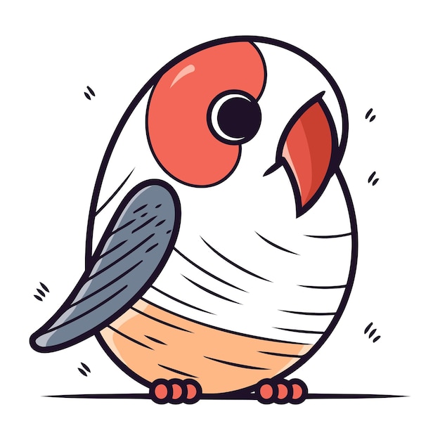 Vector illustration of cute cartoon bird Hand drawn doodle style