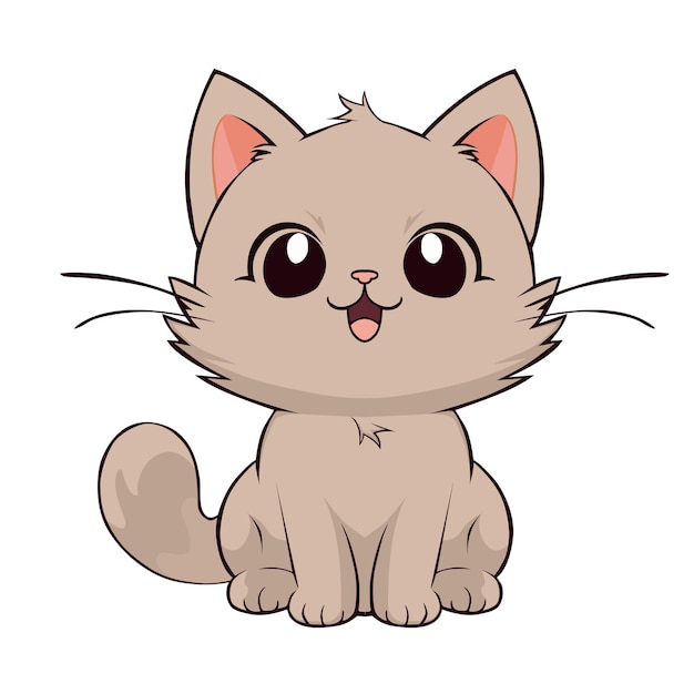 Vector Illustration of Cute Cartoon Cat Characters on Isolated Background