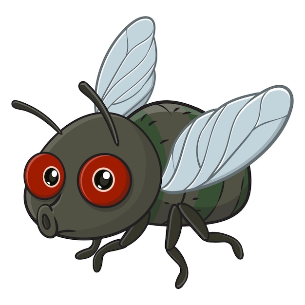 Vector illustration of cute cartoon fly isolated on white