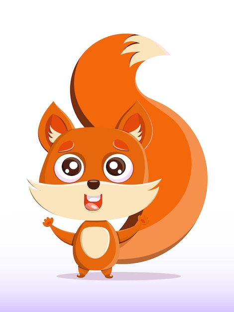 Vector illustration of a cute cartoon fox Nice funny joyful fox for kindergarten babies books