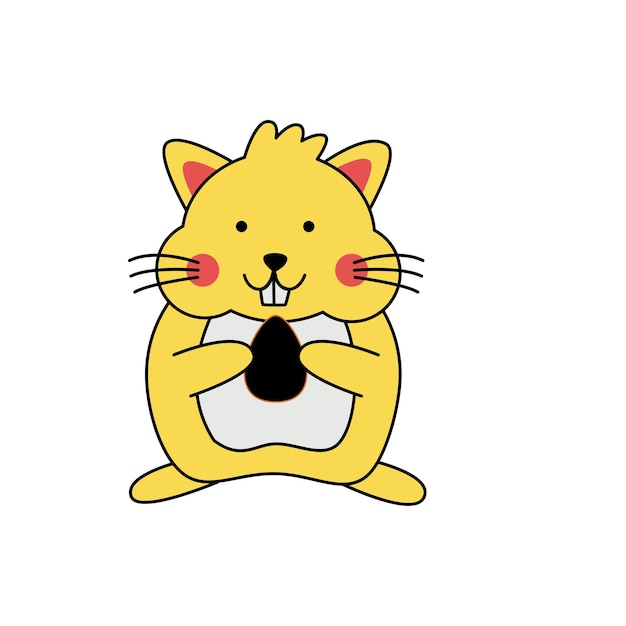 Vector illustration of cute cartoon hamster on white background