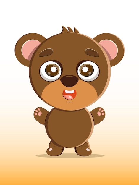 Vector illustration of a cute cartoon little teddy bear Nice funny joyful bear for kindergarten