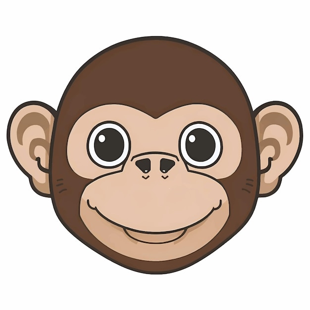 Vector illustration of cute cartoon monkey kawaii style animal face baby character icon