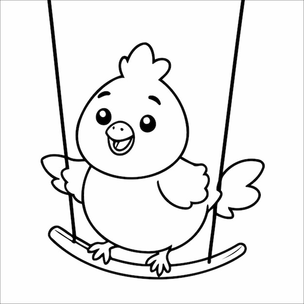 Vector illustration of cute Chicken coloring page for kids