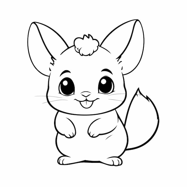 Vector illustration of a cute Chinchilla drawing for kids colouring page