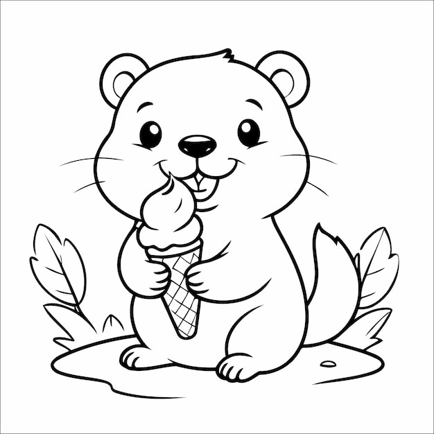 Vector illustration of cute Cow coloring page for kids