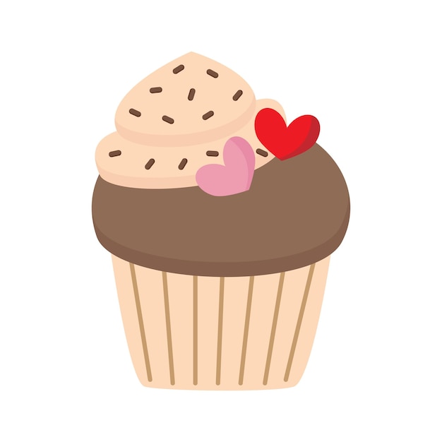 Vector illustration of cute cupcake isolated on white background