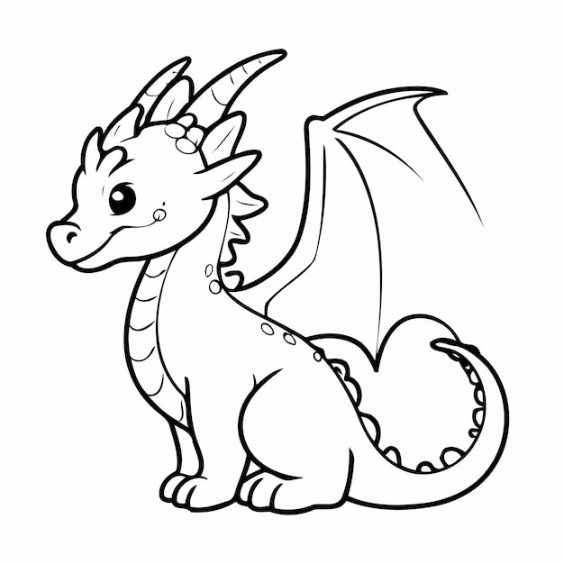 Vector illustration of a cute Dragon doodle colouring activity for kids